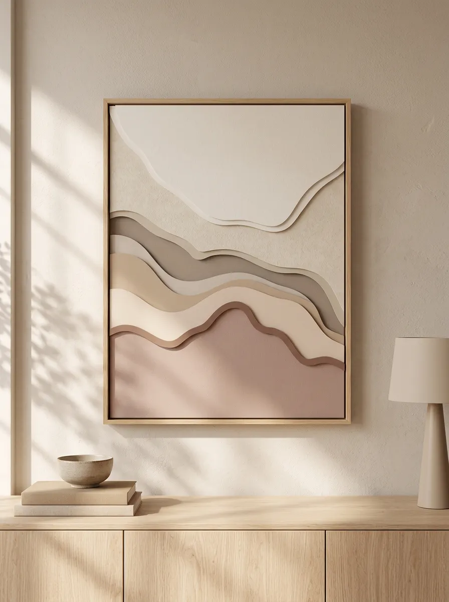 Modern Minimalist Neutral Abstract Layered Landscape Printed Wall Art