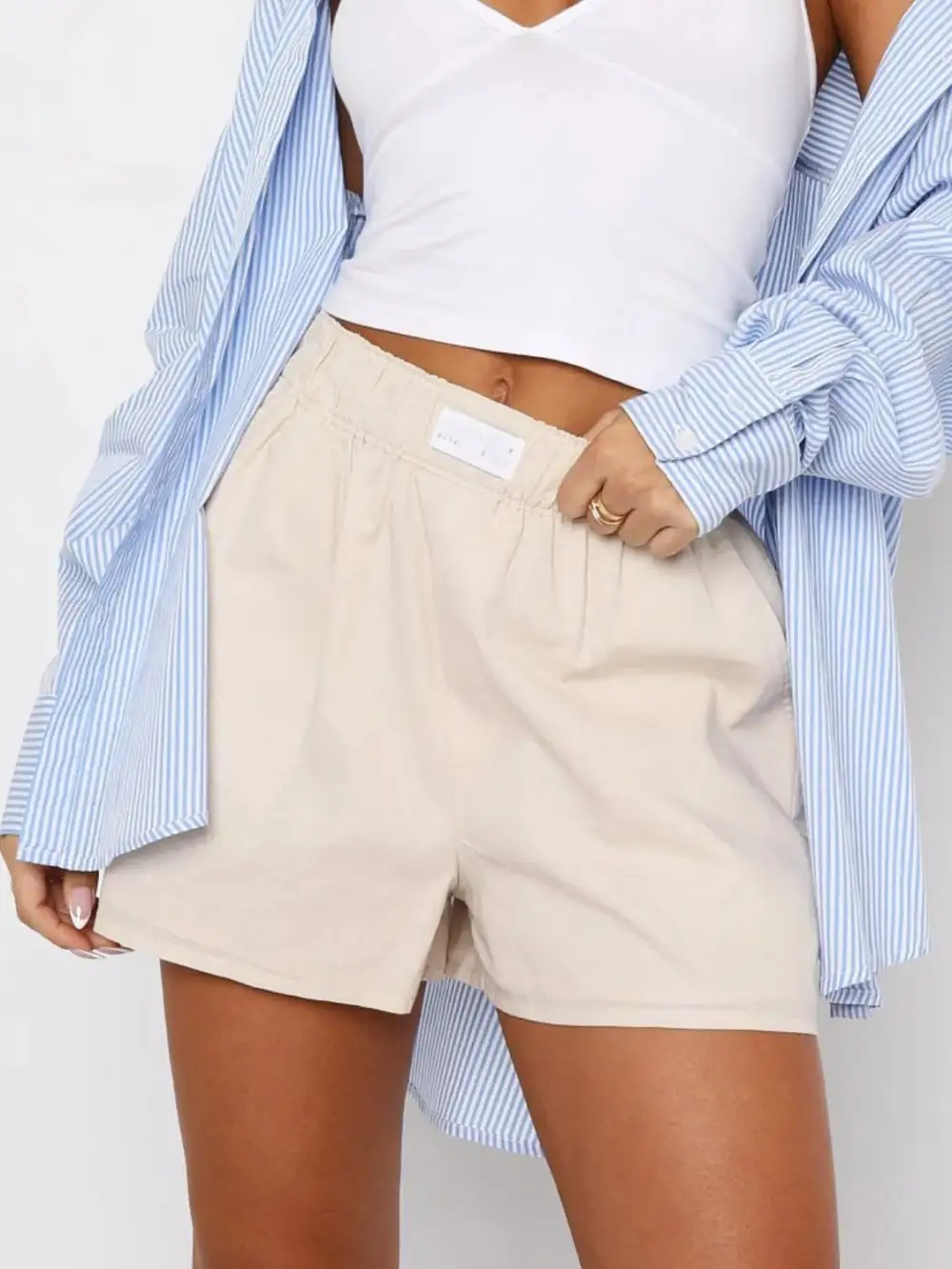 Casual Simple Elastic Waist Shorts
