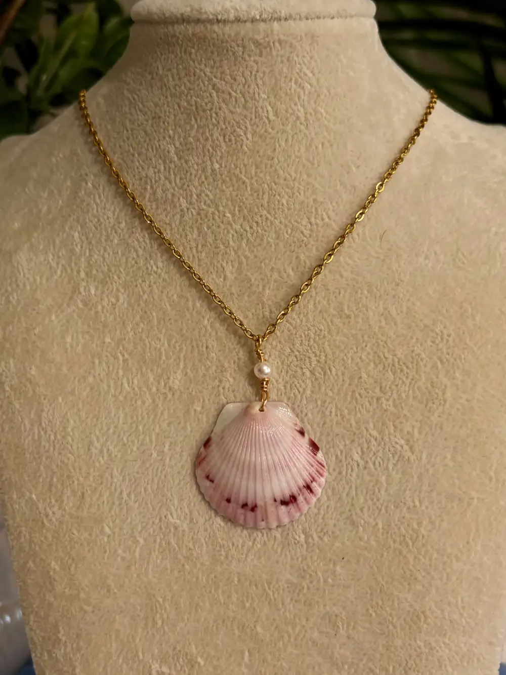 Pearl Accent Calico Shell Necklace