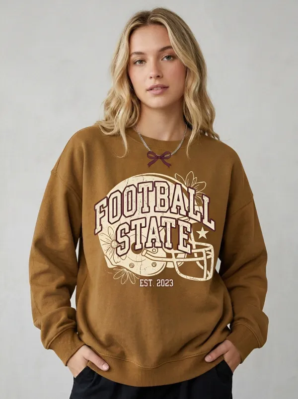 Women's Football State Floral Helmet Graphic Printed Sweatshirt