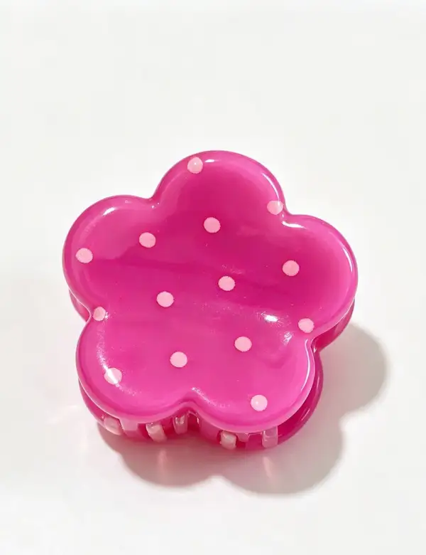 Flower Shape Polka Dot Print Mini Hair Hair Claw Clip