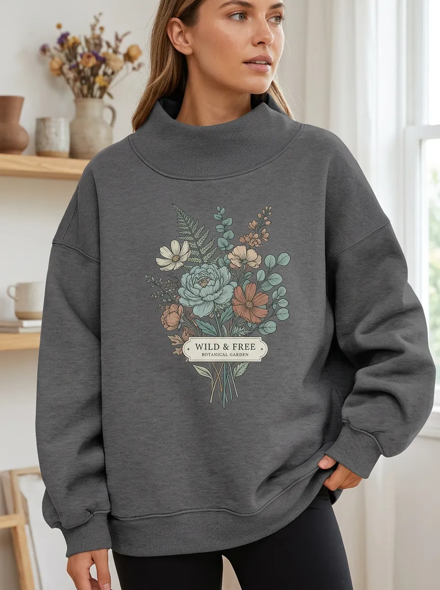 Women's Wild Botanical Garden Floral Printed Sweatshirt