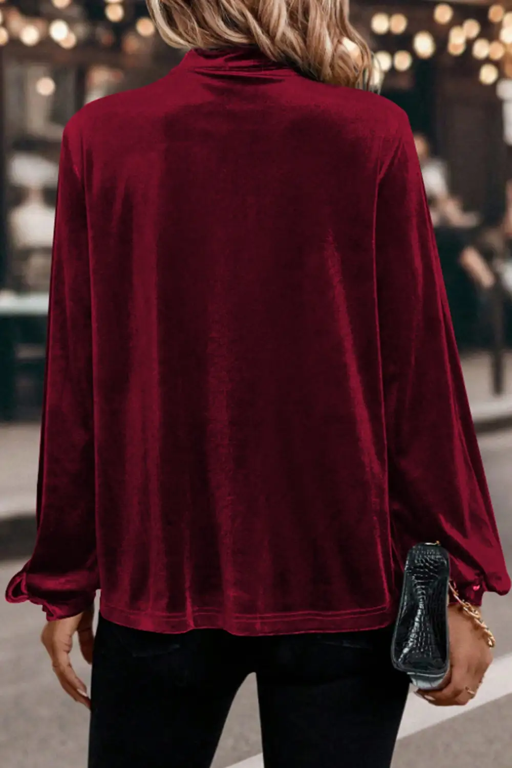 Button Front Long Sleeve Asymmetric Hem Blouse