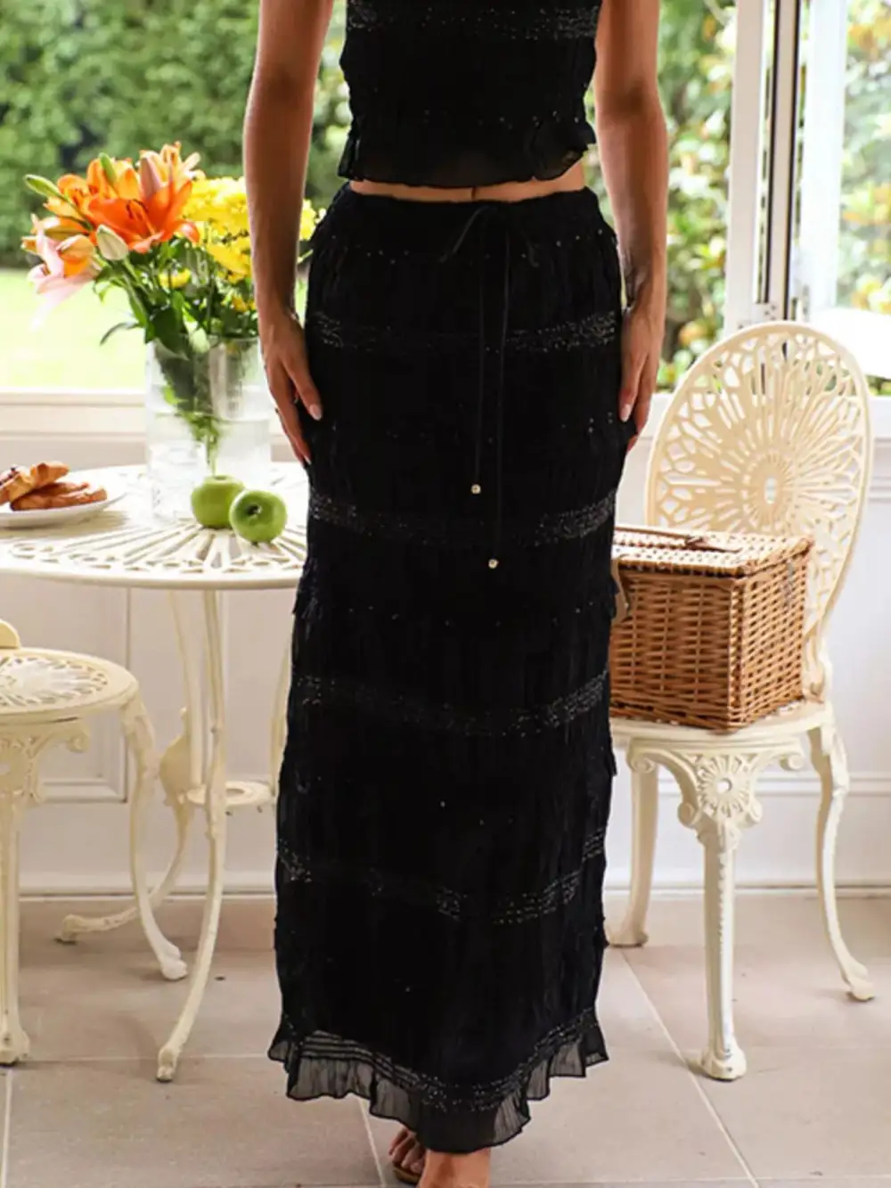 Elegant Sleeveless Top And Maxi Skirt Set