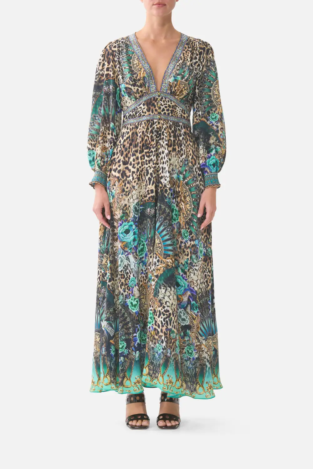 Button Dress with Shaped Waistband