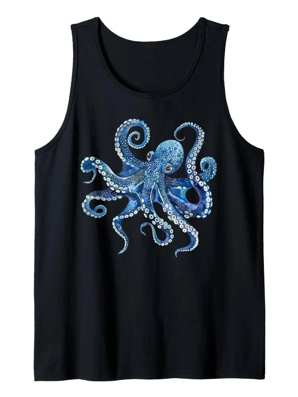 Blue Octopus Water Color Print Tank Top