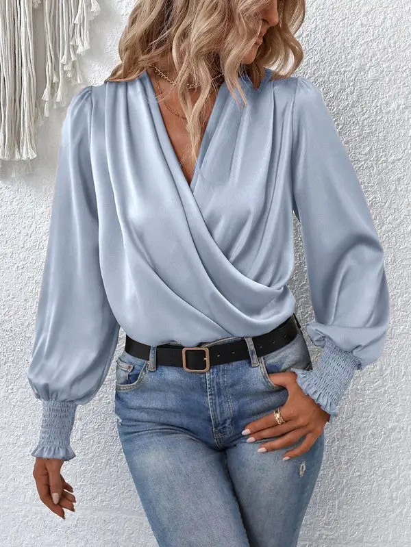Crossover Satin Feel Blouse