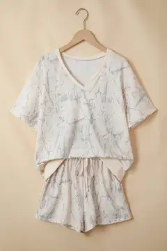 Refined Drawstring Two-Piece Tee and Shorts Set