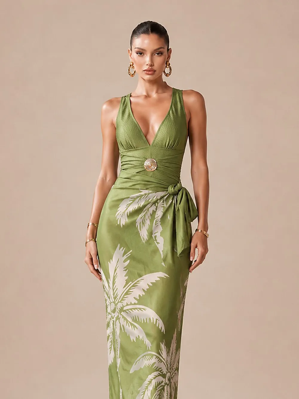 Victoria Printed Swimsuit Set In Green