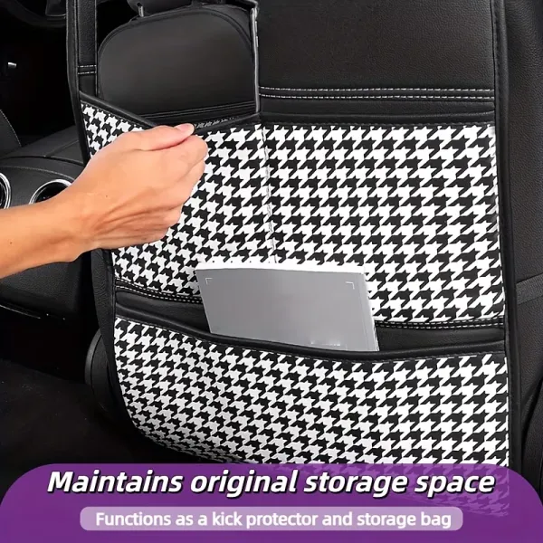 Houndstooth Car Seat Back Organizer