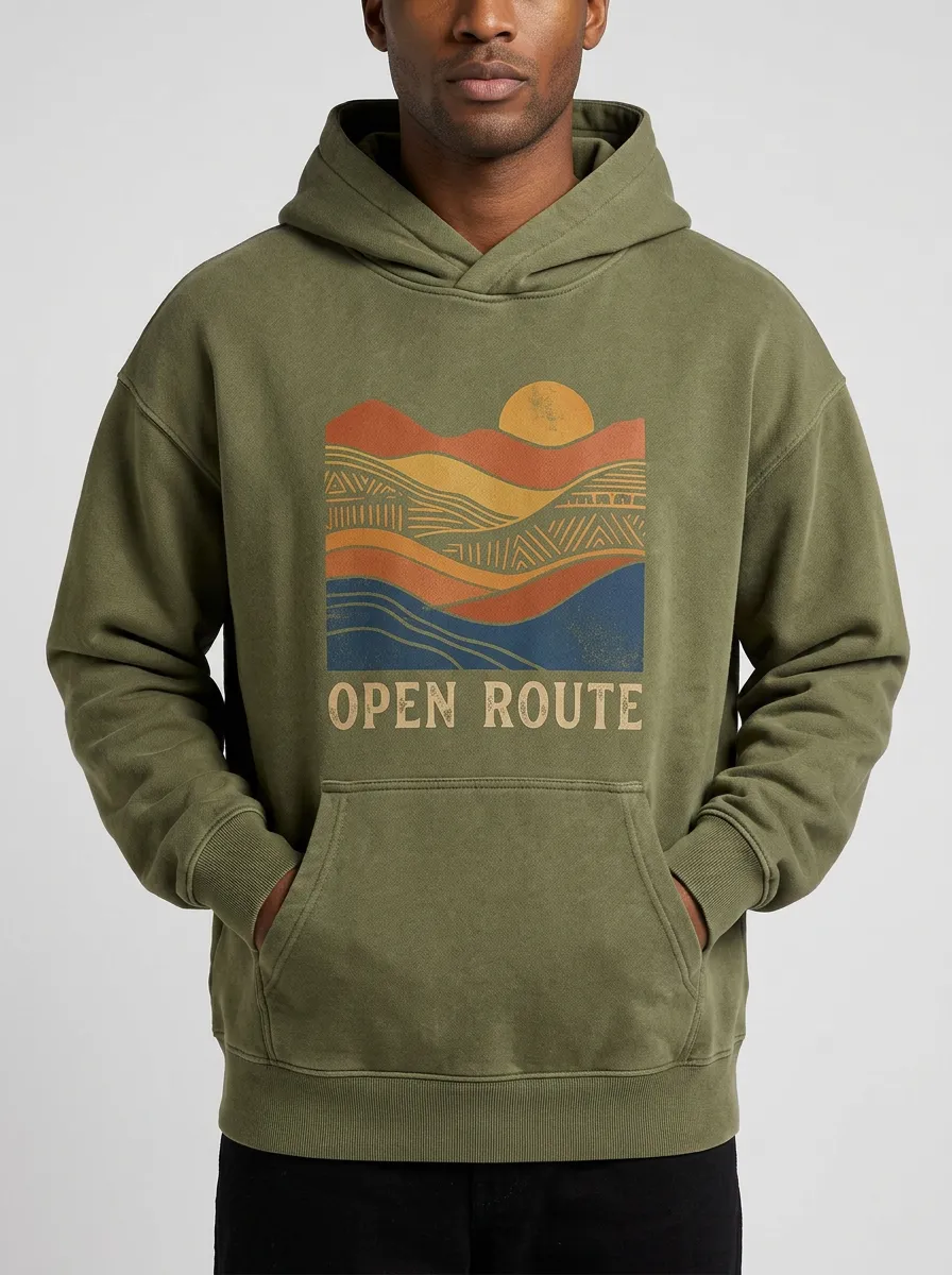 Classic Open Route Mountain Sunset Hoodie