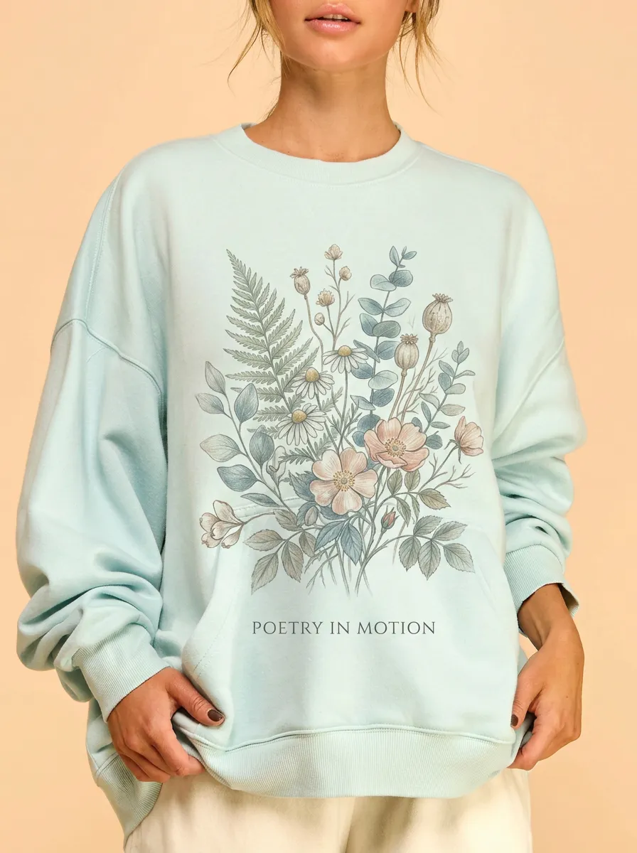 Women's Botanical Nature Lover Wildflower Printed Sweatshirt
