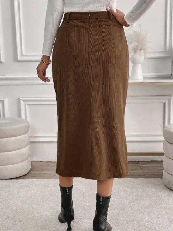 Pocket Detail Slit Skirt