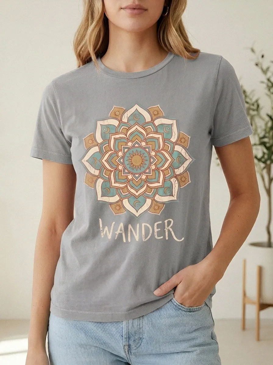 Women's Wander Boho Mandala Printed T-shirt