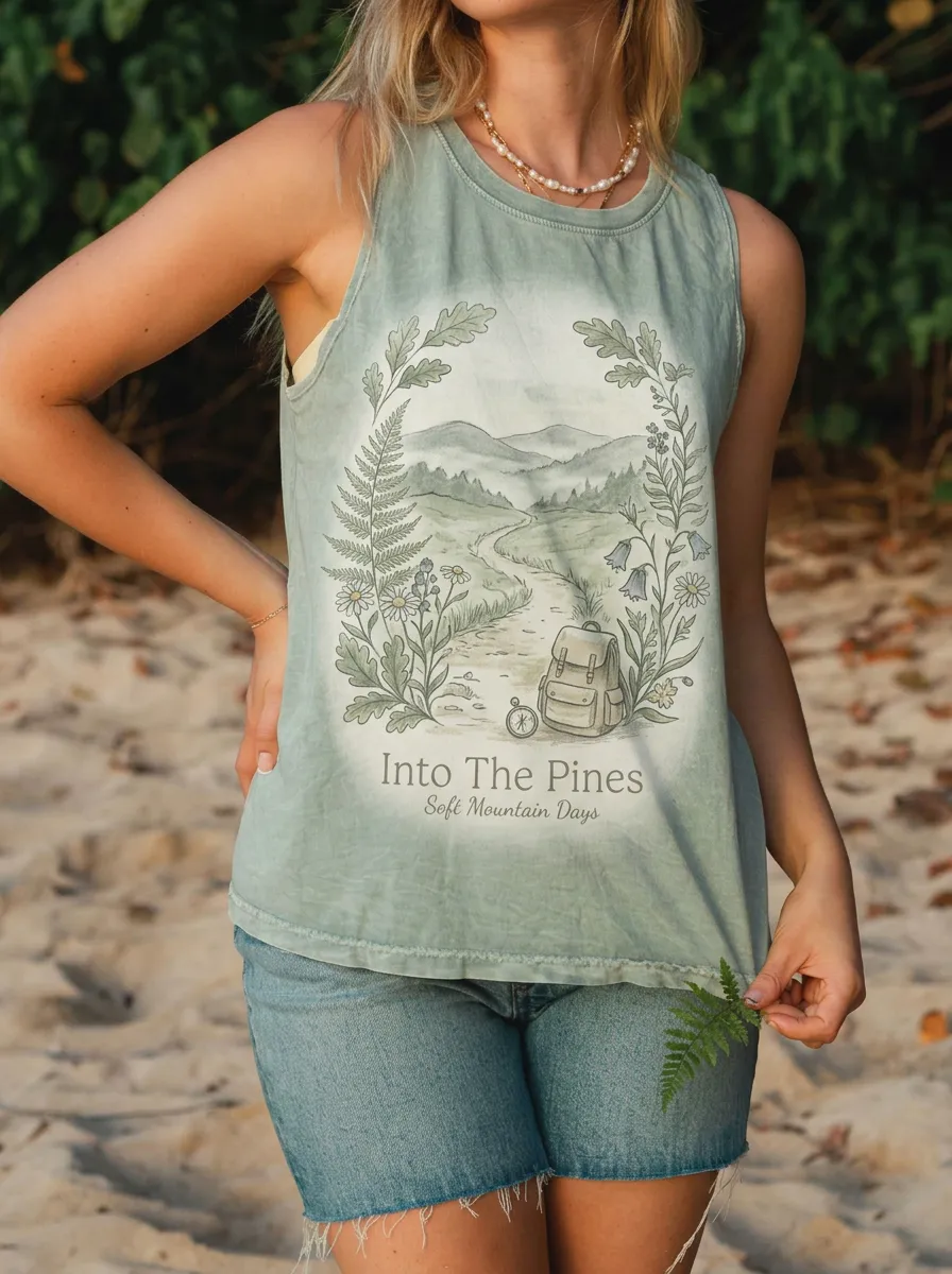 Women's Nature Hiking Lover Mountain Forest Printed Tank Top
