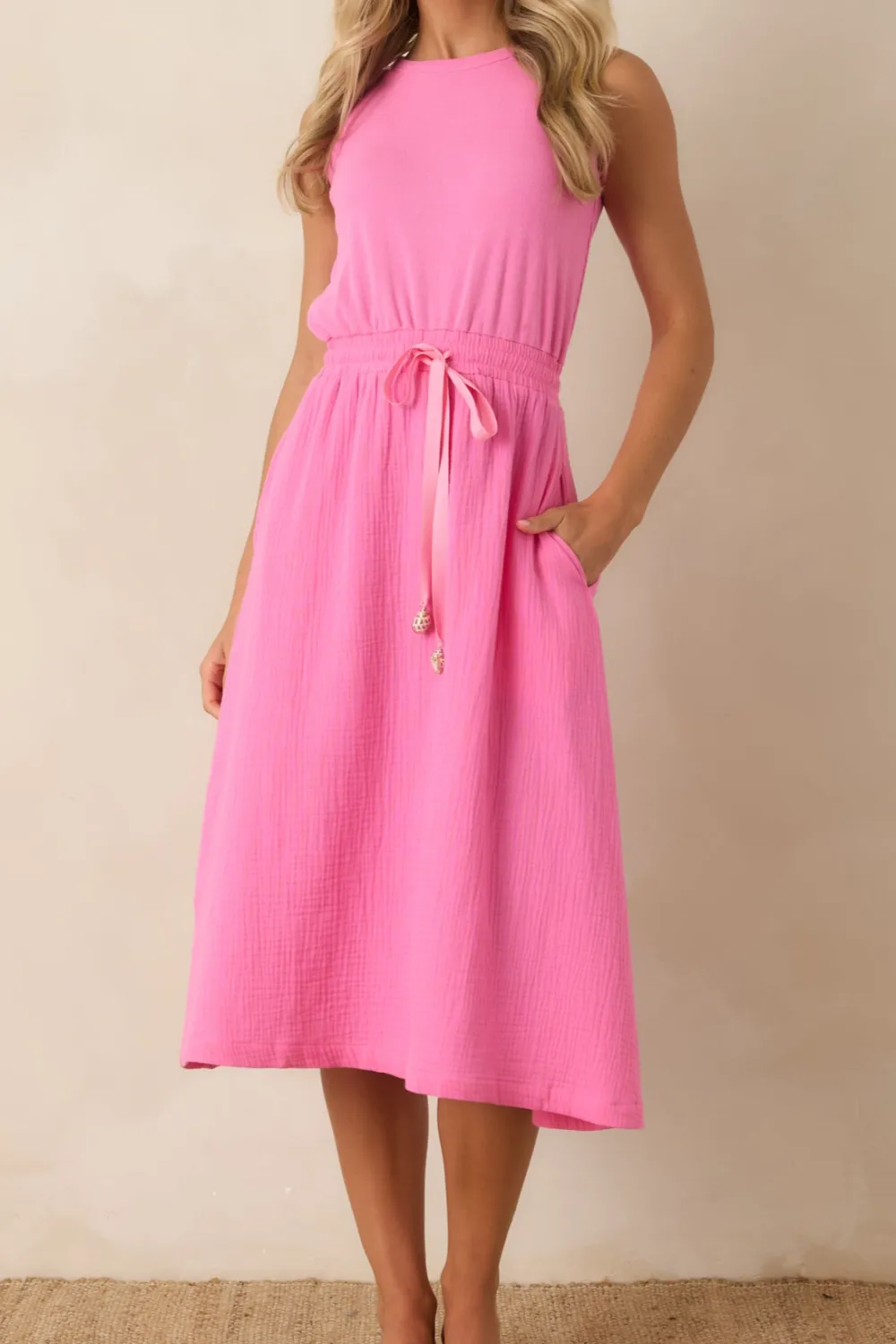 Sleeveless Waist Corset Midi Dress