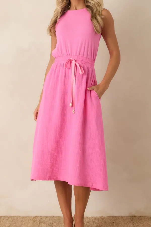 Sleeveless Waist Corset Midi Dress
