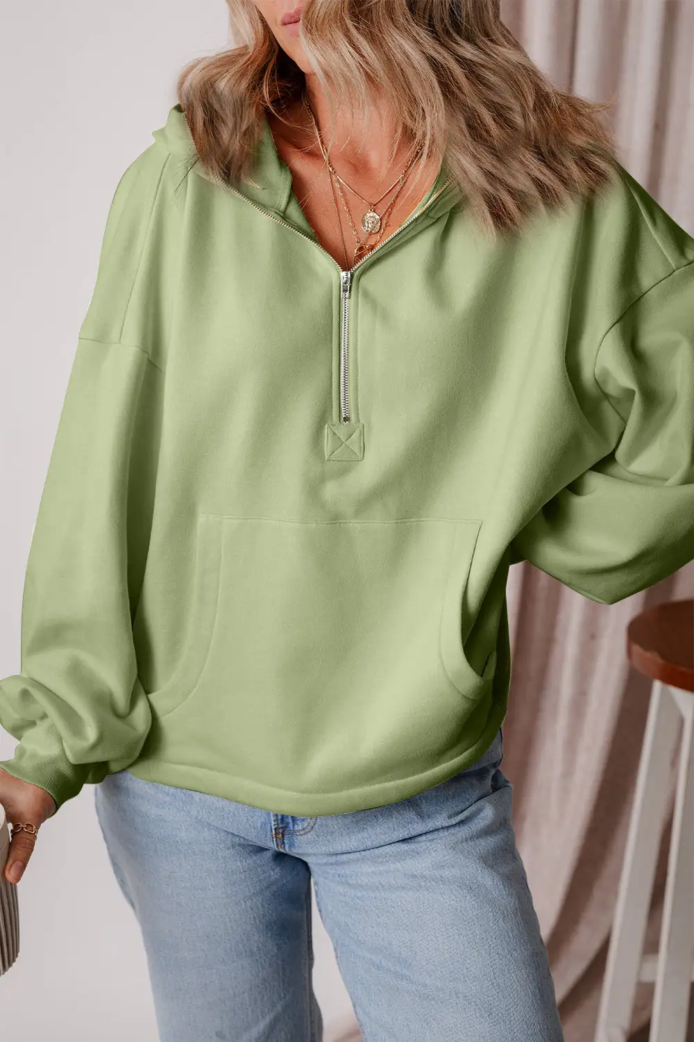 Half-Zip Pocketed Hoodie
