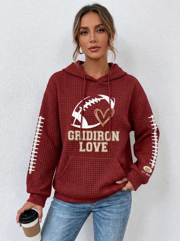 Women's Gridiron Love Heart Waffle Hoodie