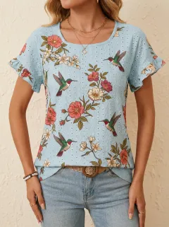 Hummingbird Nature Women's Loose Printed T-Shirt