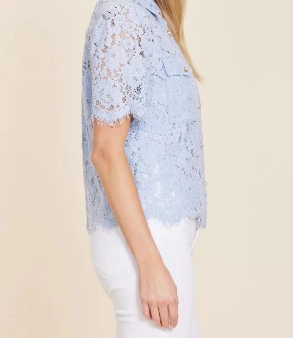 Lace Pearl Button Blouse