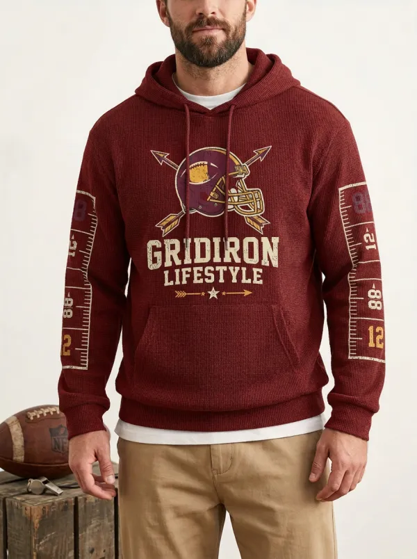 Men's American Football Gridiron Lifestyle Helmet Printed Hoodie