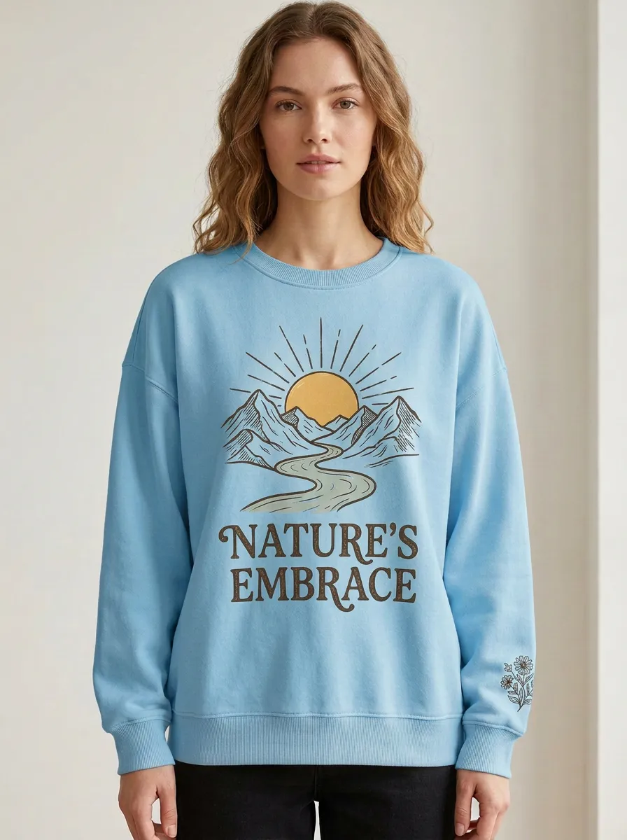 Nature Lover Mountain River Sun Sweatshirt