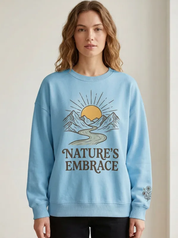 Nature Lover Mountain River Sun Sweatshirt