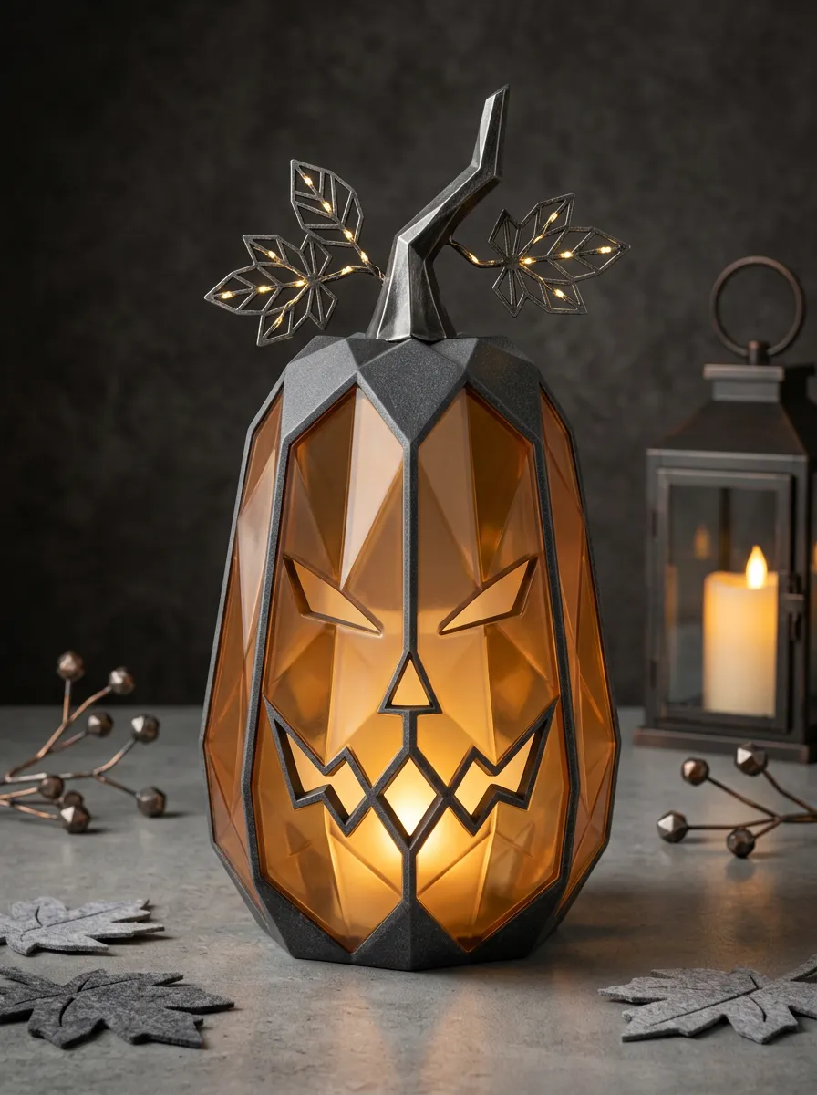 Halloween Gothic Geometric Pumpkin LED Ornament