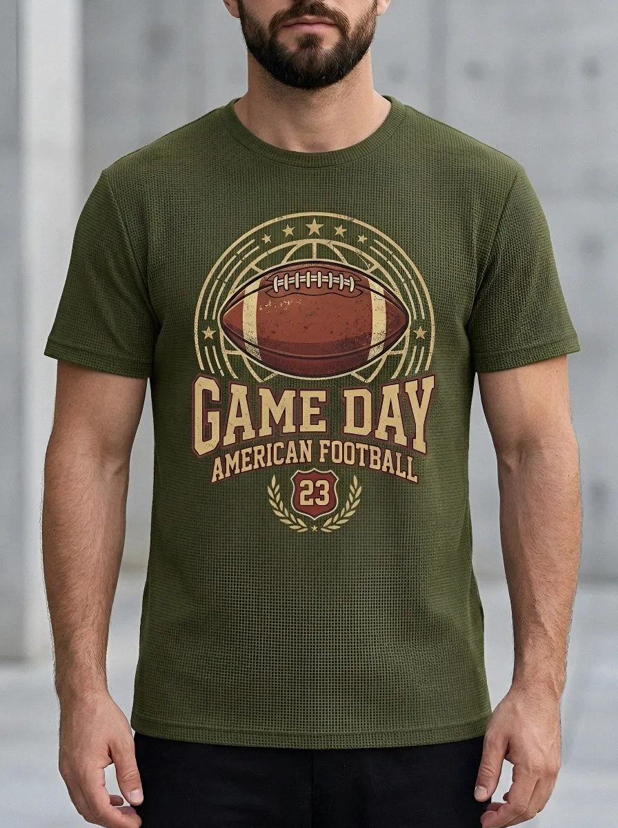 Men's American Football Game Day Vintage Printed T-Shirt
