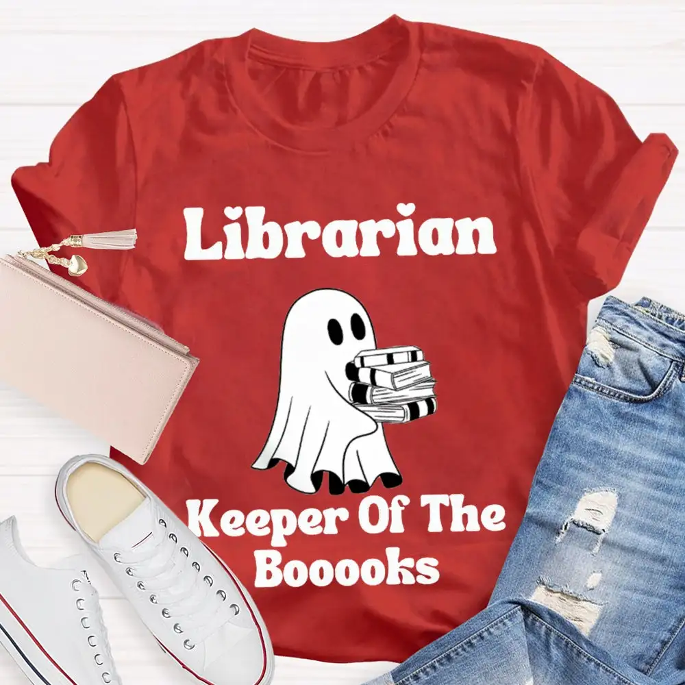 Librarian Keeper Of The Booooks Funny Halloween Spooky Librarian T-Shirt