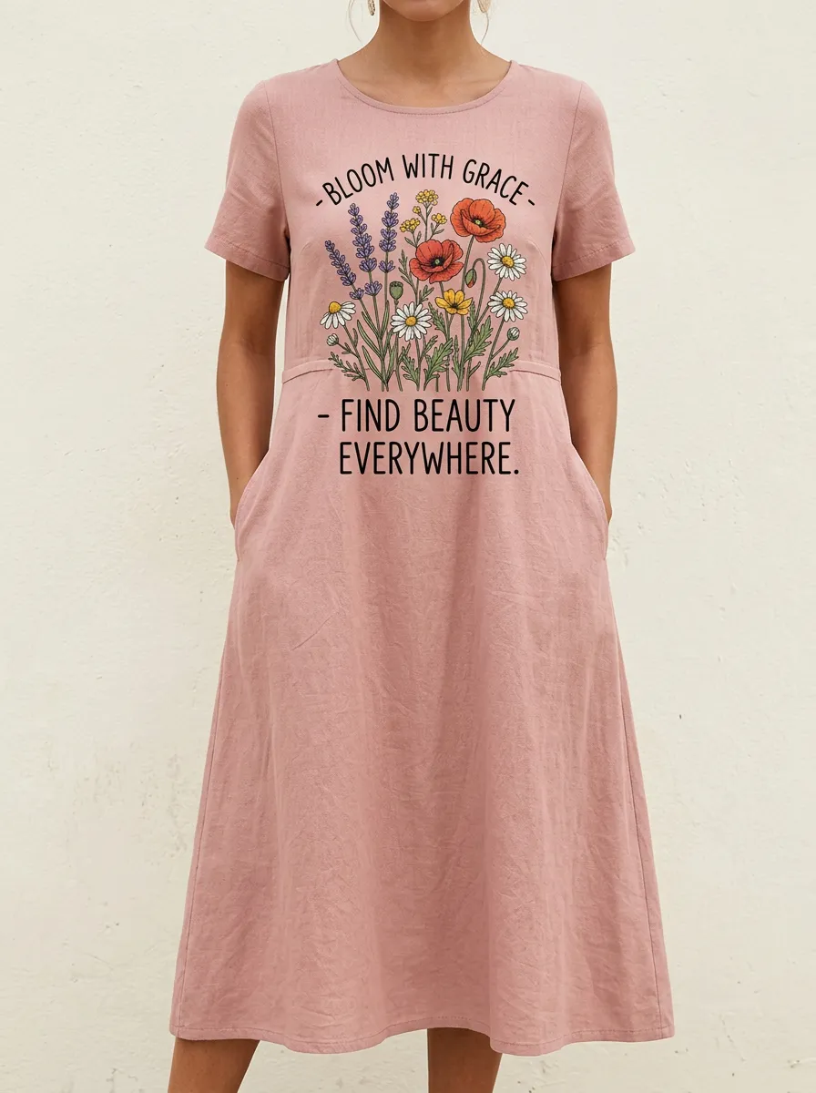 Floral Quote Bloom With Grace Dress