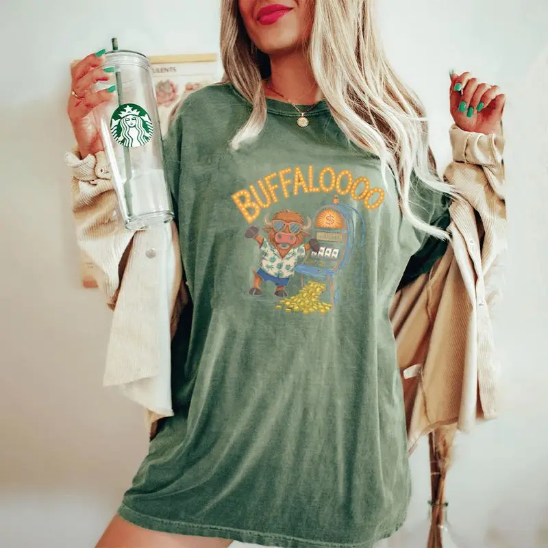 Lucky Buffalo Casino Slot Machine Gambling Gambler Women's Oversized Comfort T-Shirt