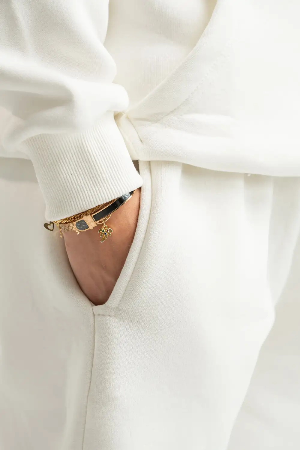 White Casual Loose Fit Sweatpants