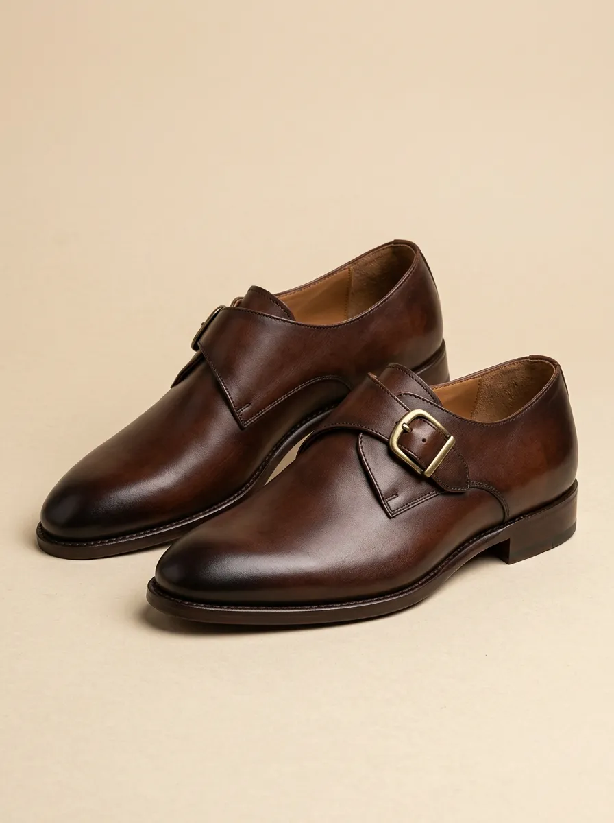 Men's Refined Classic Business Leather Single Monk Strap Shoes