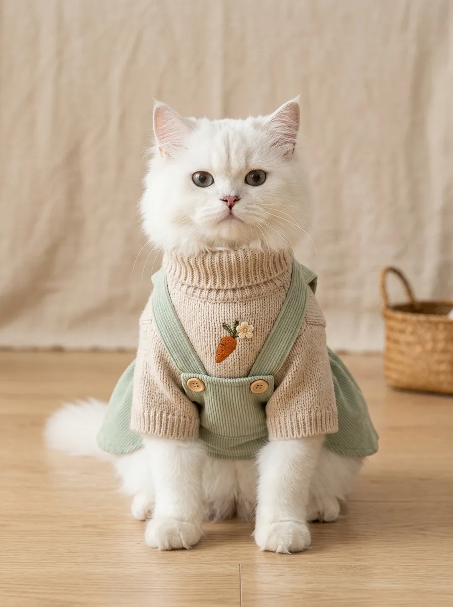 Carrot Embroidered Knitted Pet Overalls
