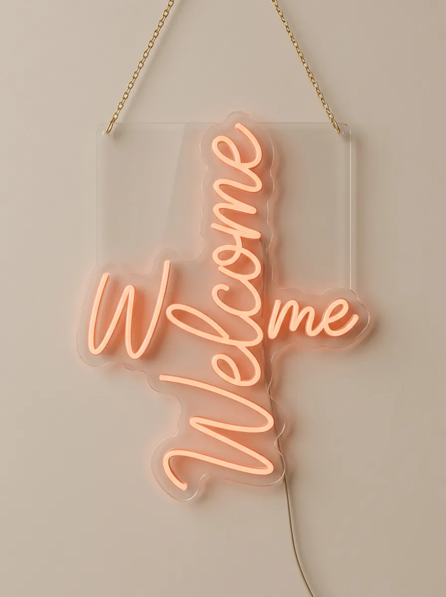 Travel Script Hanging Welcome Neon Sign