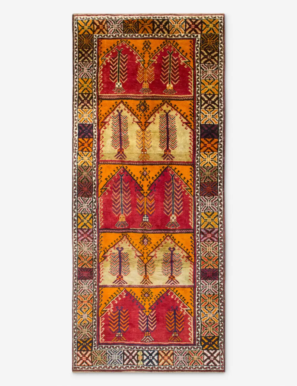 Warm Rich Turkish Inspired Hand Knotted Wool Runner Rug