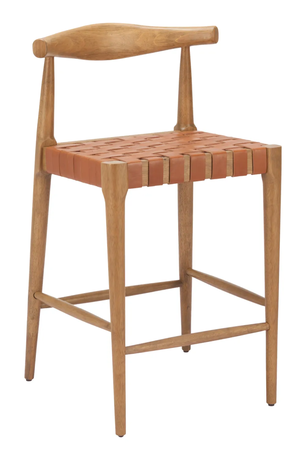 Woven Leather Counter Stool