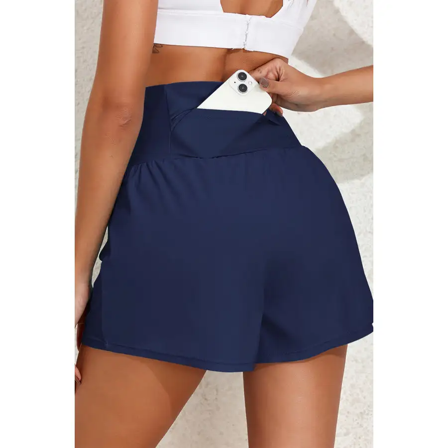 Women's High-Waist Pocketed Shorts Swim Bottom