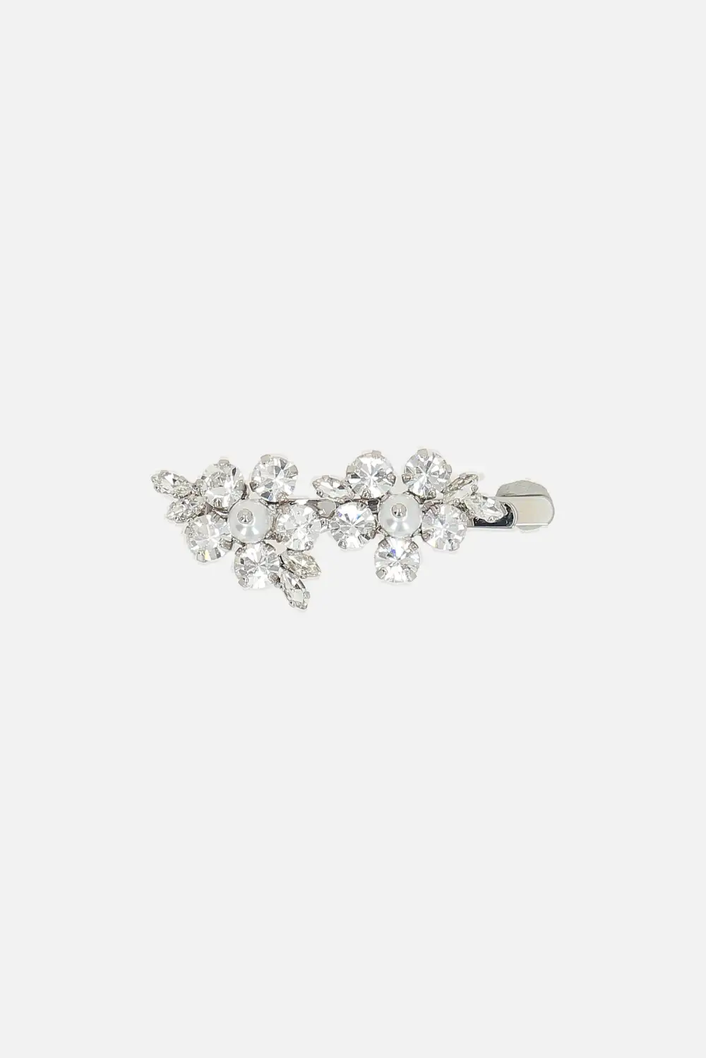 Silver Tone Floral Hair Clip