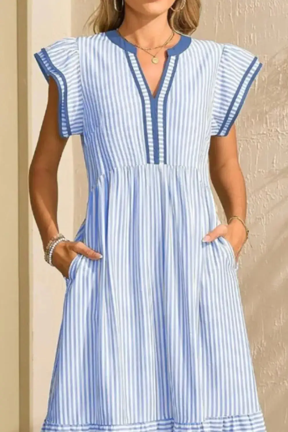 Striped Ruffle Midi Dress