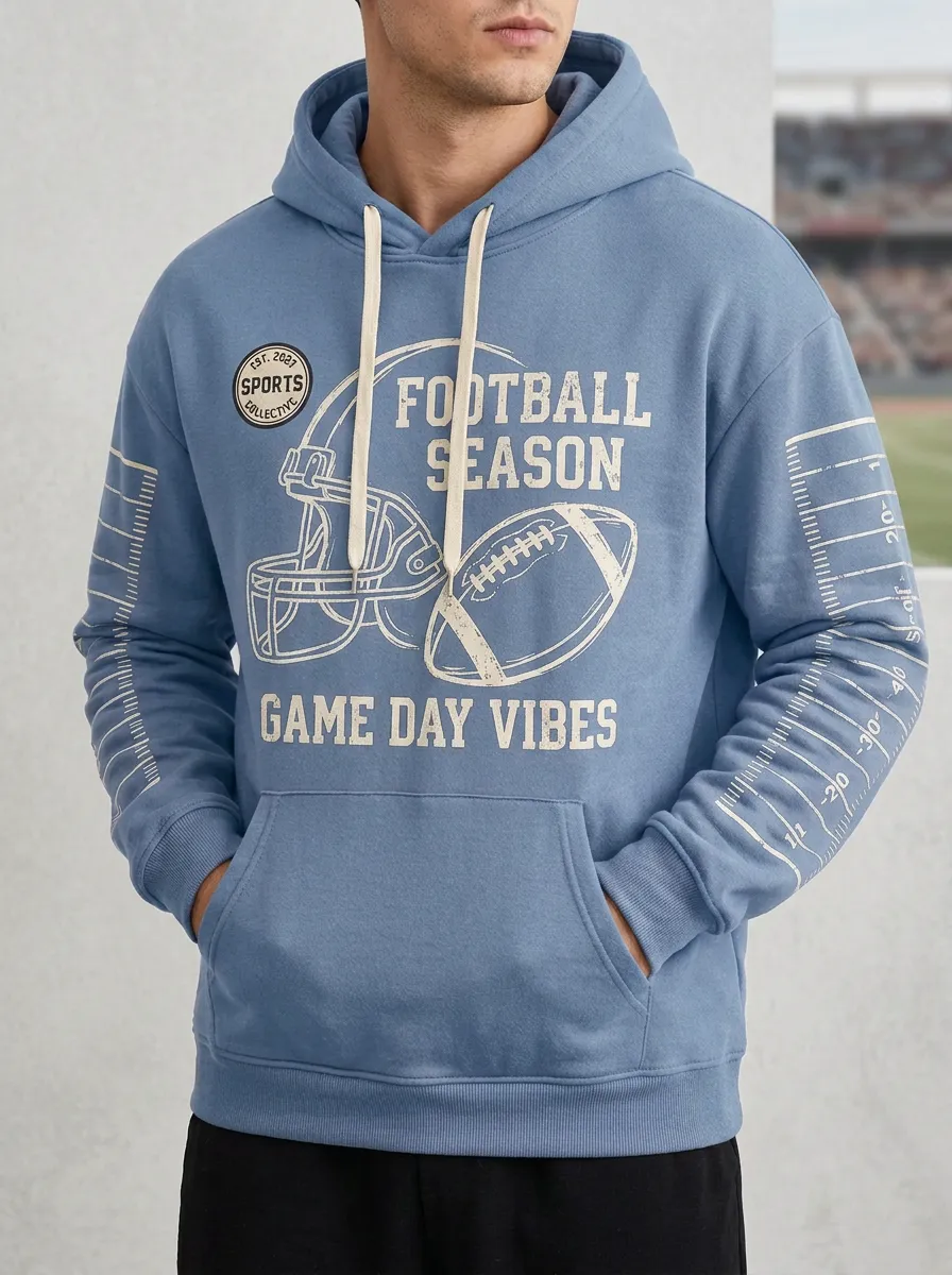 Men's Football Season Helmet Ball Hoodie