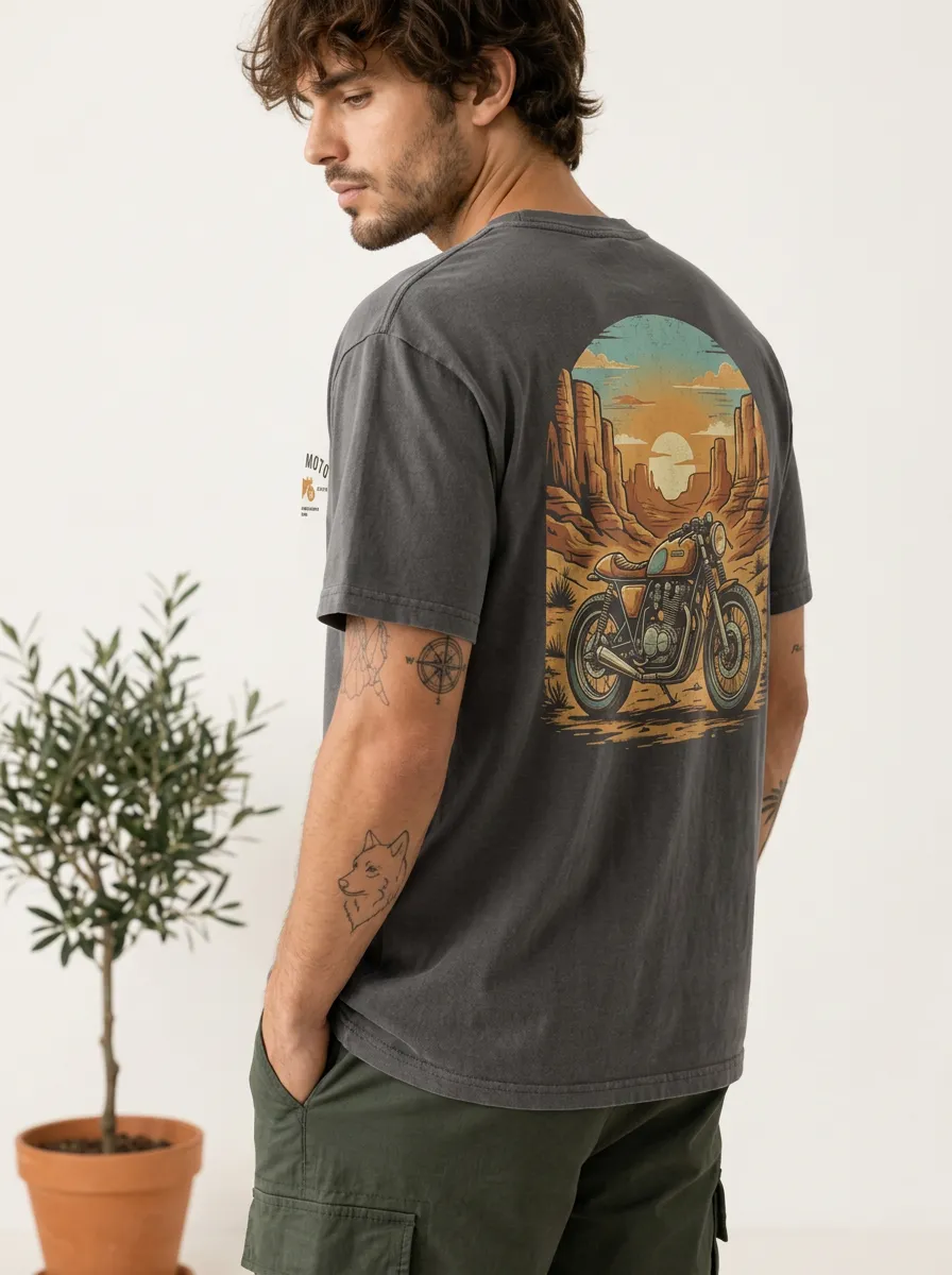 Men's Desert Sunset Motorcycle Graphic T-Shirt