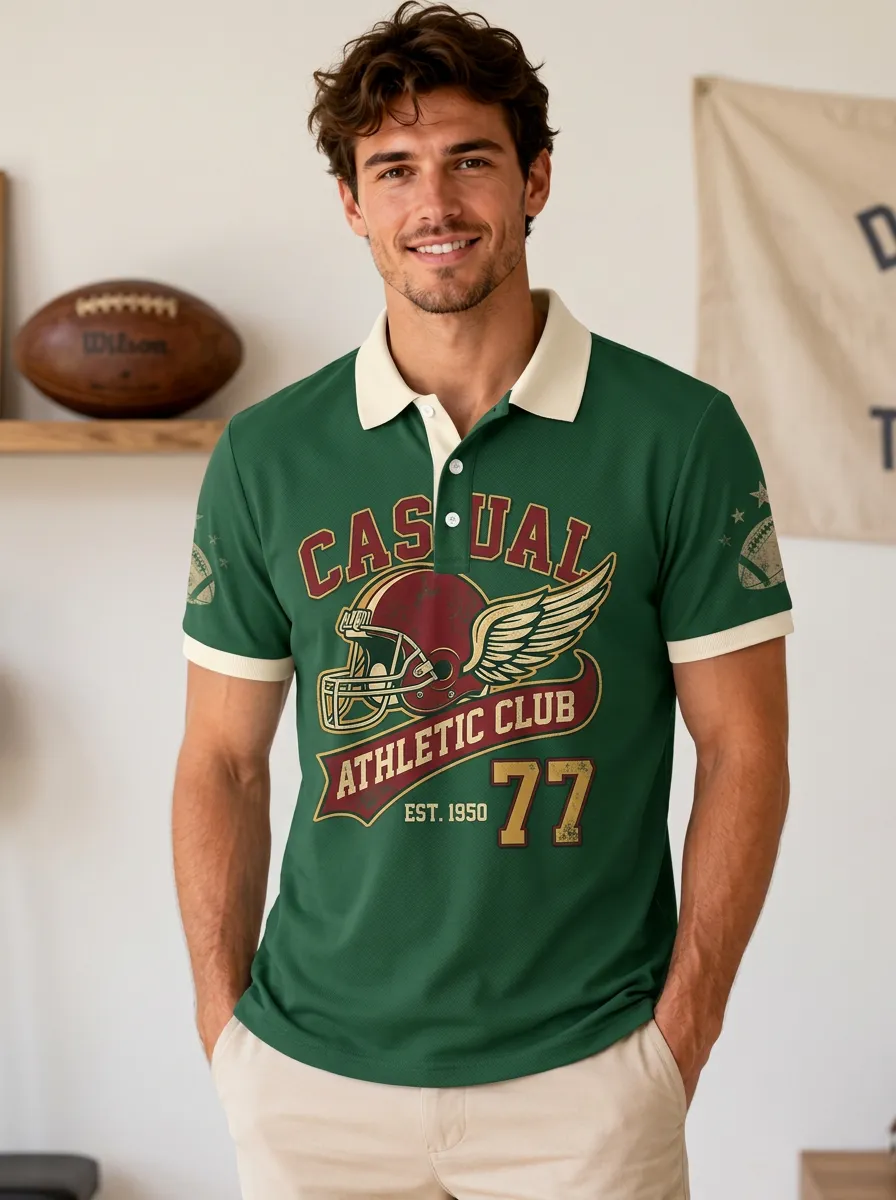 Men's Gridiron Helmet Wing Polo Shirt