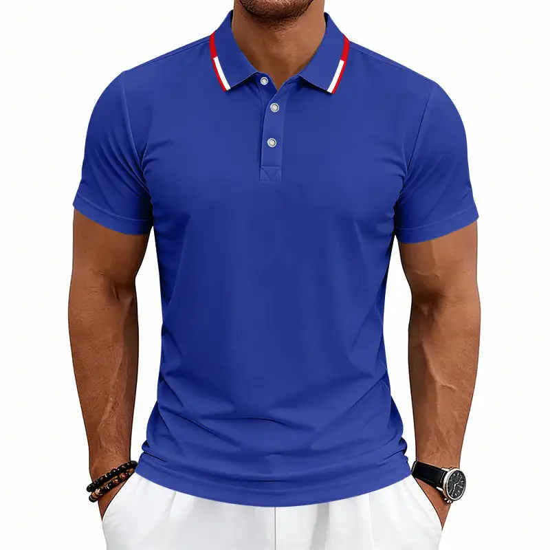 Pique Contrast Trim Short Sleeve Tailored Polo Shirt