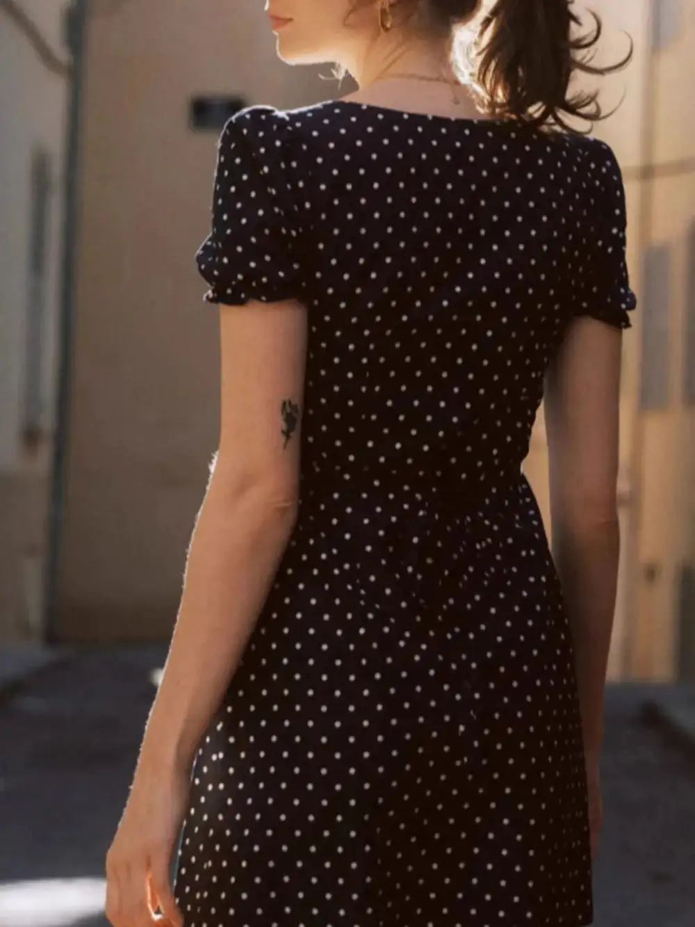 Polka Dot Puff Mini Dress