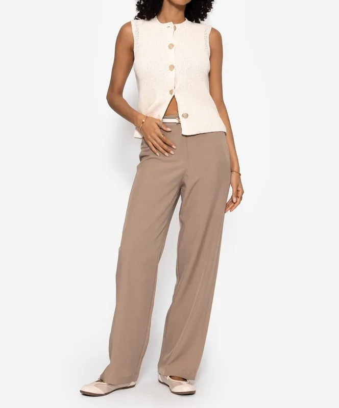 Dark Beige Leg Straight High Pants