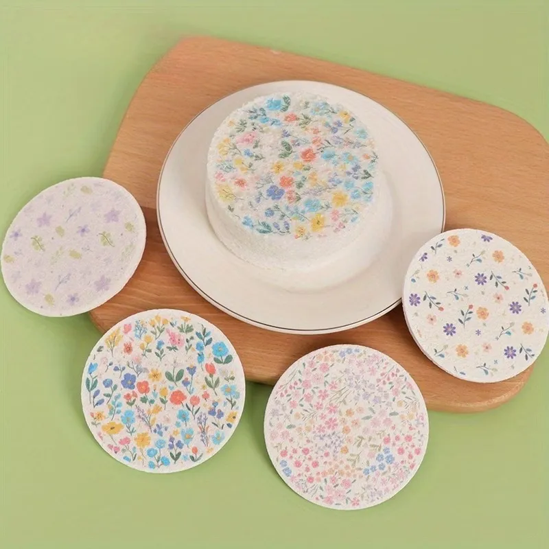 3 Pcs Floral Dishwashing Sponge