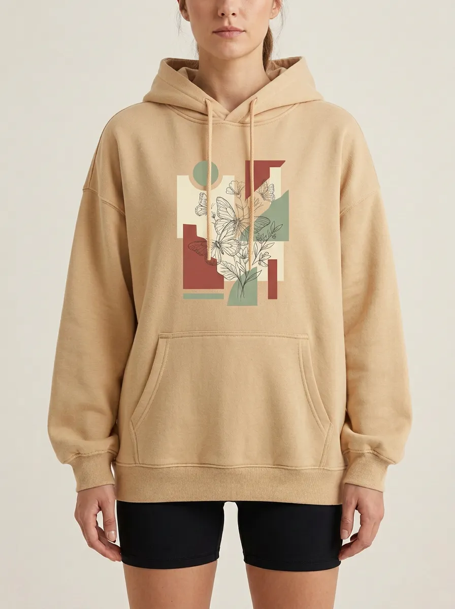 Abstract Butterfly Floral Hoodie